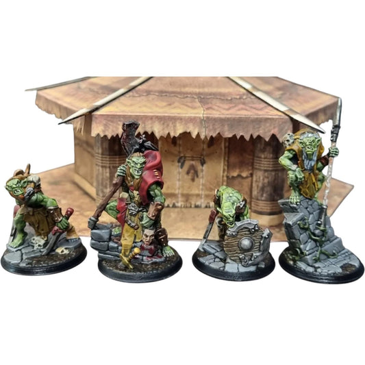 Goblin Warband Miniature Set – 2 Warriors, Captain & Ambusher for Fantasy RPGs, Tabletop Wargaming, and Painting – Detailed Resin Figures – 3D Printed in Canada