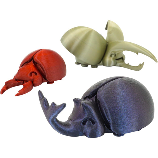 Happy Beetles Pack of 3 – Articulated Insect Fidget Figurines for Stress Relief, Collectible Decor, and DIY Painting Projects – 3D Printed in Canada