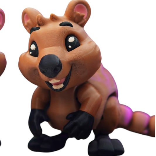 Smiling Quokka Figurine with Articulated Limbs – Cute Australian Animal Collectible for Desk or Shelf – 3D Printed in Canada