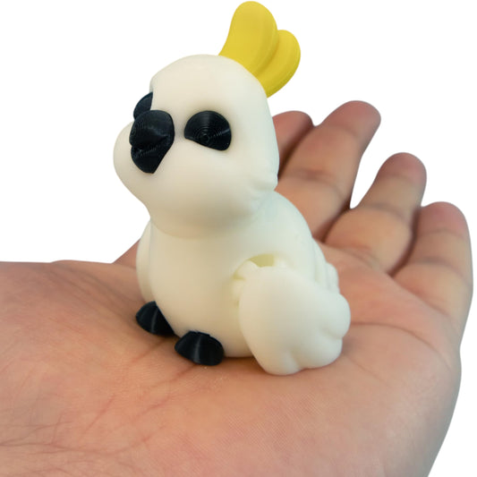 Crested Cockatoo Fidget Figurine – Articulated Parrot Desk Toy for Adults & Teens – Cute Bird Desk Companion, Collectible Stress Relief Gift – 3D Printed in Canada