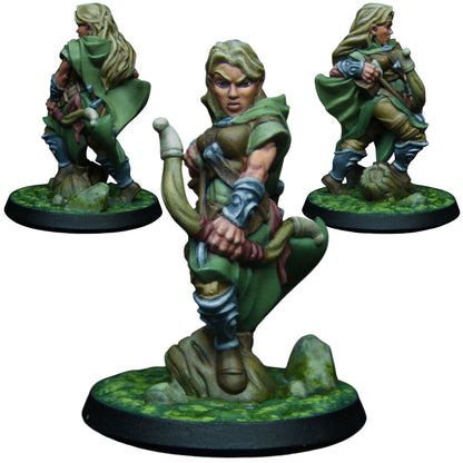 Ranger Female Miniature with Bow for Fantasy Tabletop RPGs – 32mm Scale Unpainted Resin Figure – 3D Printed in Canada