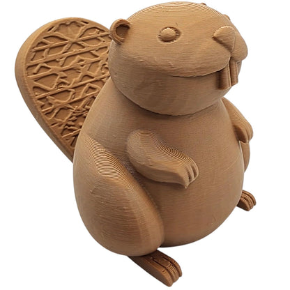 Cute Beaver Figurine – Adorable 3D Printed Wood-Style Canadian Animal Sculpture for Shelf, Desk, or Cabin Décor – 3D Printed in Canada