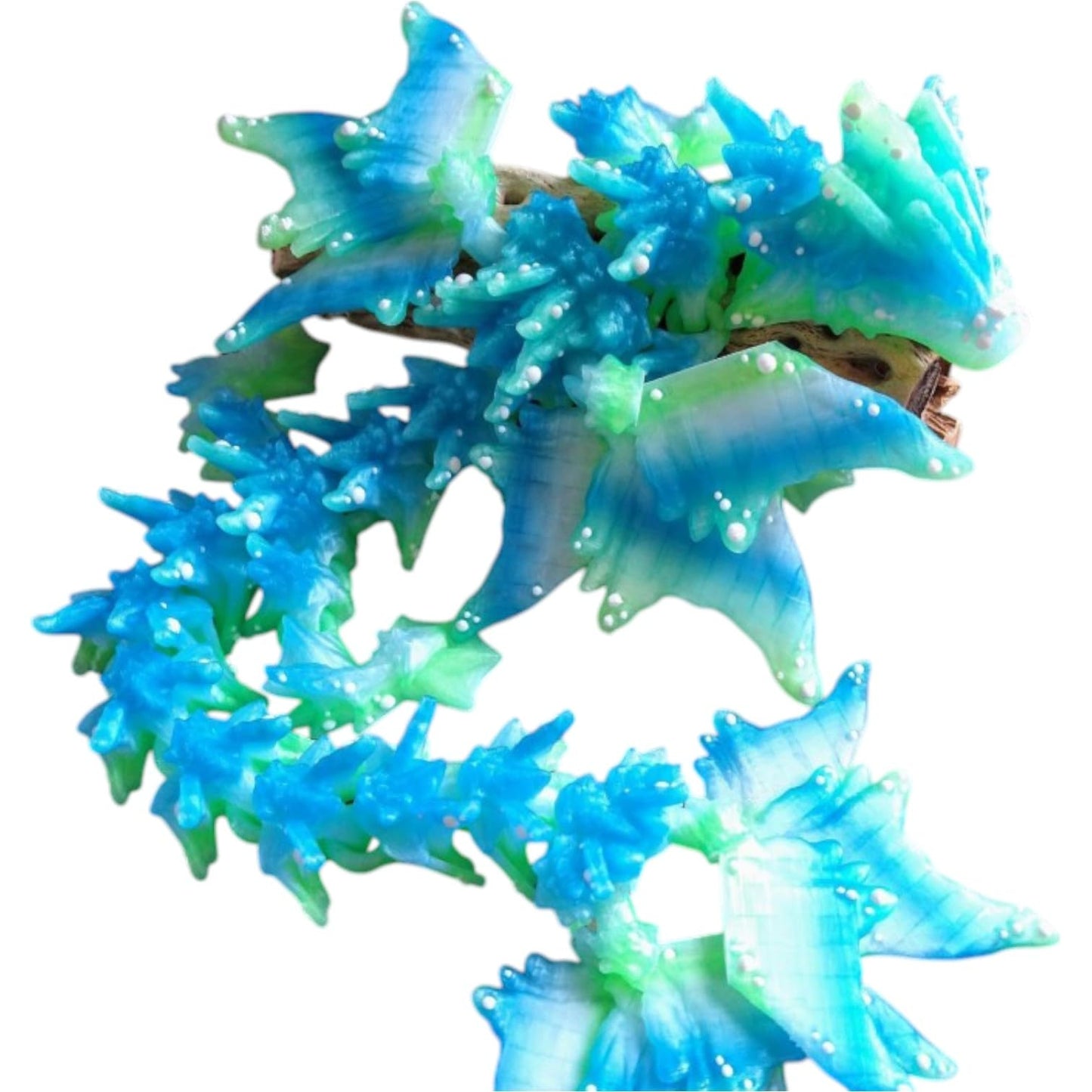 Ocean Dragon Figurine – Articulated Aquatic Creature with Coastal Colors & Poseable Body Segments – 3D Printed in Canada