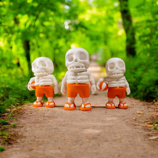 Summer Skeleton Figurine 5-Pack – Beach-Themed Mini Skeleton Collectibles with Shorts & Sandals – Fun Gothic Décor & Fidget Toys for Teens & Adults – 3D Printed in Canada