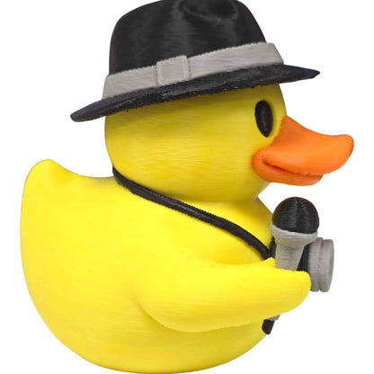 Journalist Duck Figurine with Hat, Microphone & Camera – Funny Press Reporter Collectible for Desk or Gift Display – 3D Printed in Canada