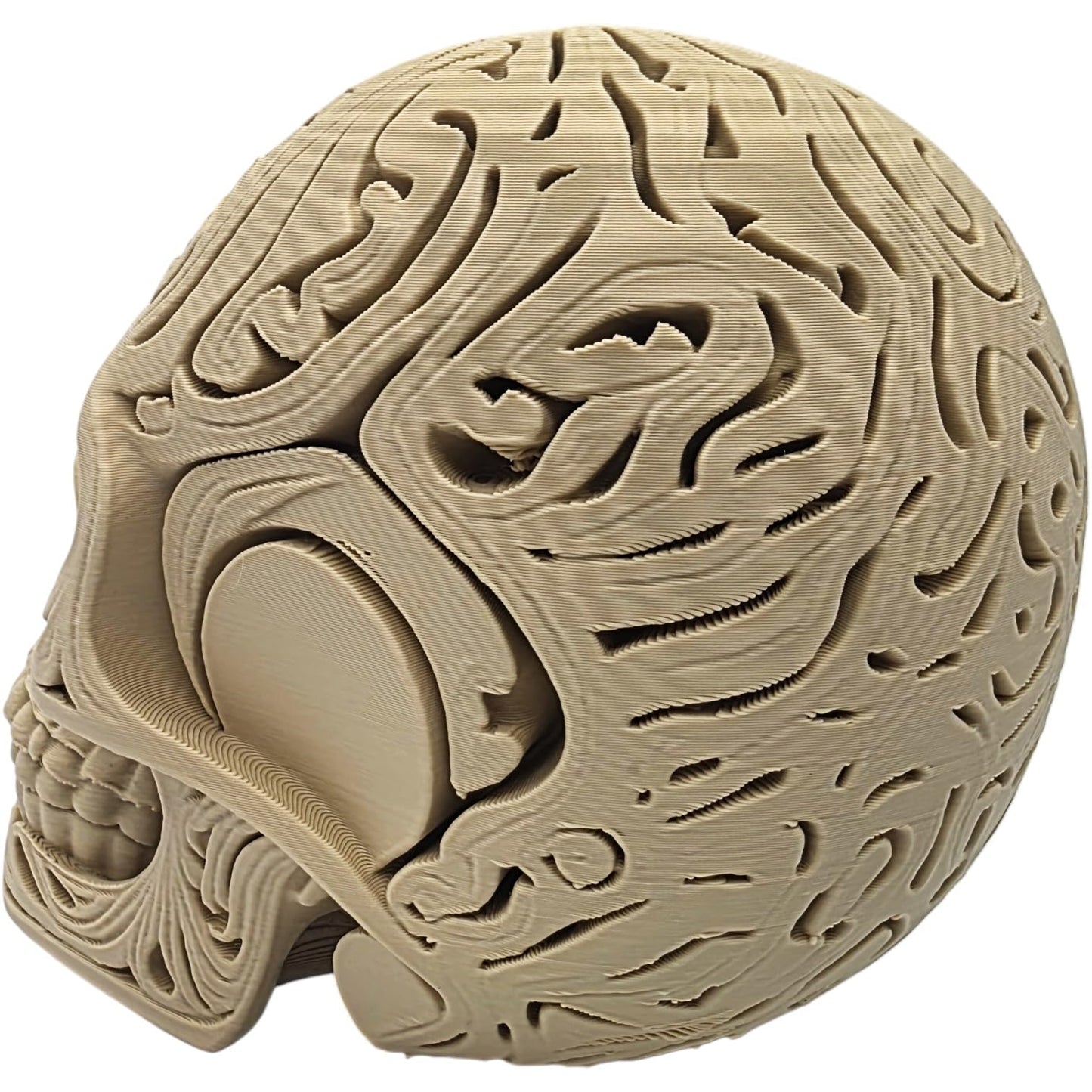 Ornately Carved Skull Figurine – Gothic Decorative Skull Statue, Intricate Halloween Décor or Collectible – 3D Printed in Canada