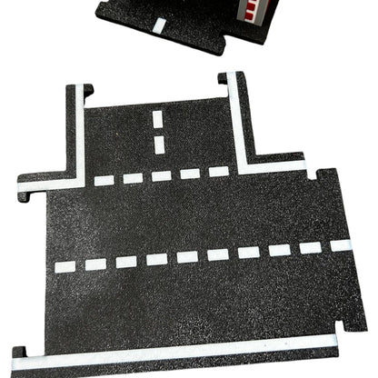 Simple Modular T-Intersection Road Tile for Hot Wheels (Set of 2) – 1:64 Scale Compatible Connector with Built-in Track Links – 3D Printed in Canada