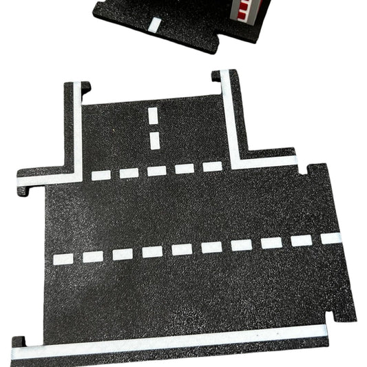 Simple Modular T-Intersection Road Tile for Hot Wheels (Set of 2) – 1:64 Scale Compatible Connector with Built-in Track Links – 3D Printed in Canada