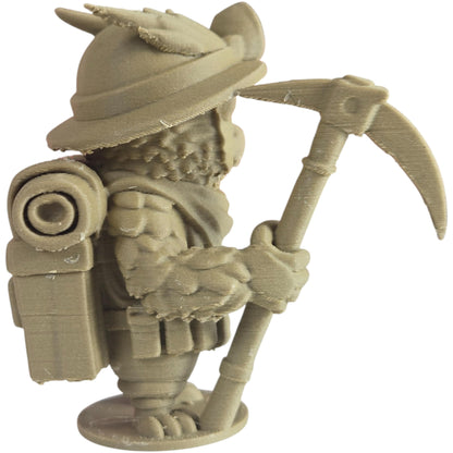 The Treasure Hunter Owl Figurine – Fantasy Explorer Owl with Pickaxe, Backpack & Helmet – Owls & Dragons Collection – Paintable Display Sculpture – 3D Printed in Canada