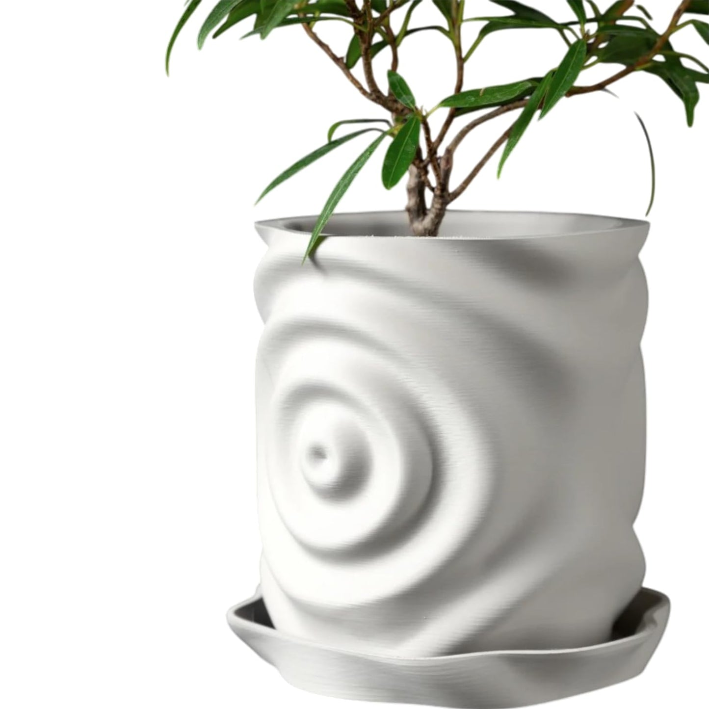 White Planter Pot with Ripple Texture Inspired by Water Drops – Modern Indoor Container for Succulents & Houseplants – 3D Printed in Canada