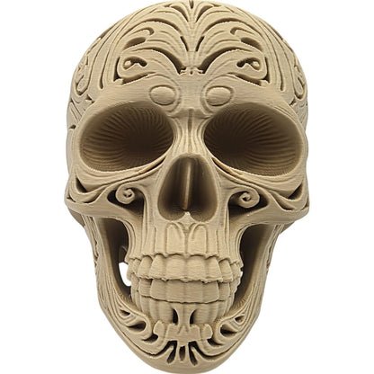 Ornately Carved Skull Figurine – Gothic Decorative Skull Statue, Intricate Halloween Décor or Collectible – 3D Printed in Canada