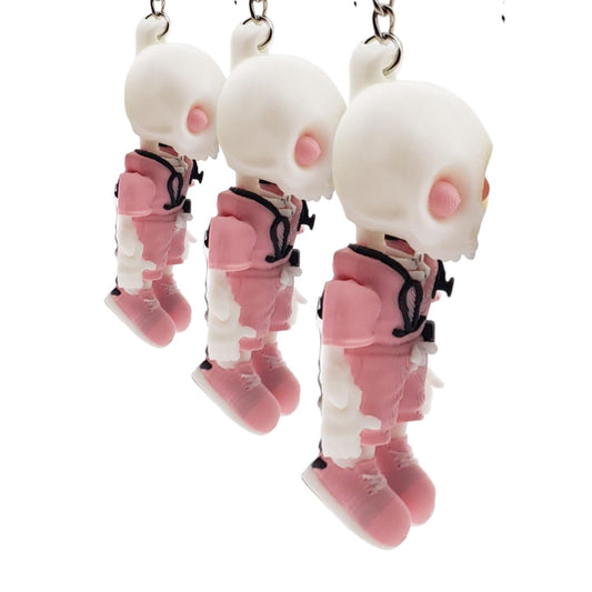 3-Pack Articulated Skeleton Nurse Keychains – Poseable Medical Fidget Gift for Teens & Adults, Mini Skeleton in Scrubs with Keyring & Clip – 3D Printed in Canada (Pink)