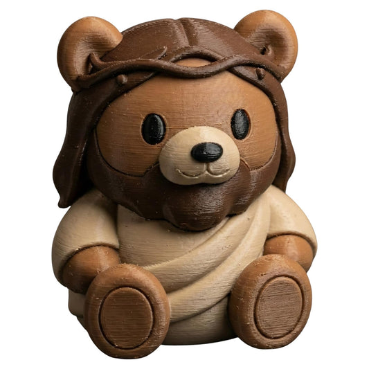 Jesus Teddy Bear Figurine – Cute Religious Bear Collectible, Christian Gift for Easter or Christmas, Adorable Bible-Inspired Bear Decoration – 3D Printed in Canada