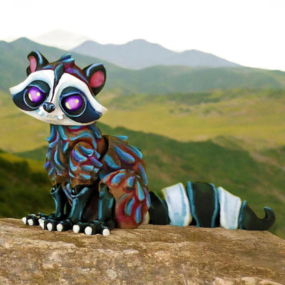 Articulated Twisty Raccoon Figurine – 3D Printed Quirky Collectible & Poseable Decor | Eco-Friendly