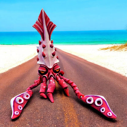 Articulated Giant Squid Figurine – 3D Printed Poseable Sea Creature Collectible – Eco-Friendly Decor