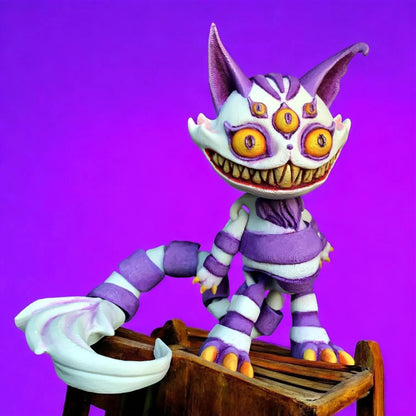 Articulated Creepy Cat Figurine - 3D Printed Poseable Gothic Collectible | Eco-Friendly Decor