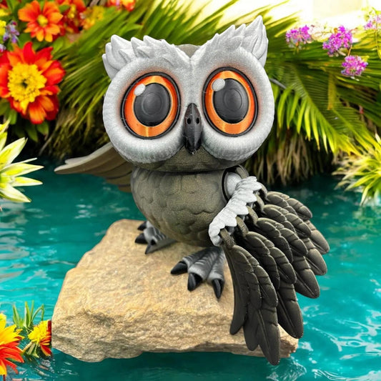 Flexi Factory Owl – 3D Printed Articulated Owl Fidget Toy | Poseable & Fun Collectible