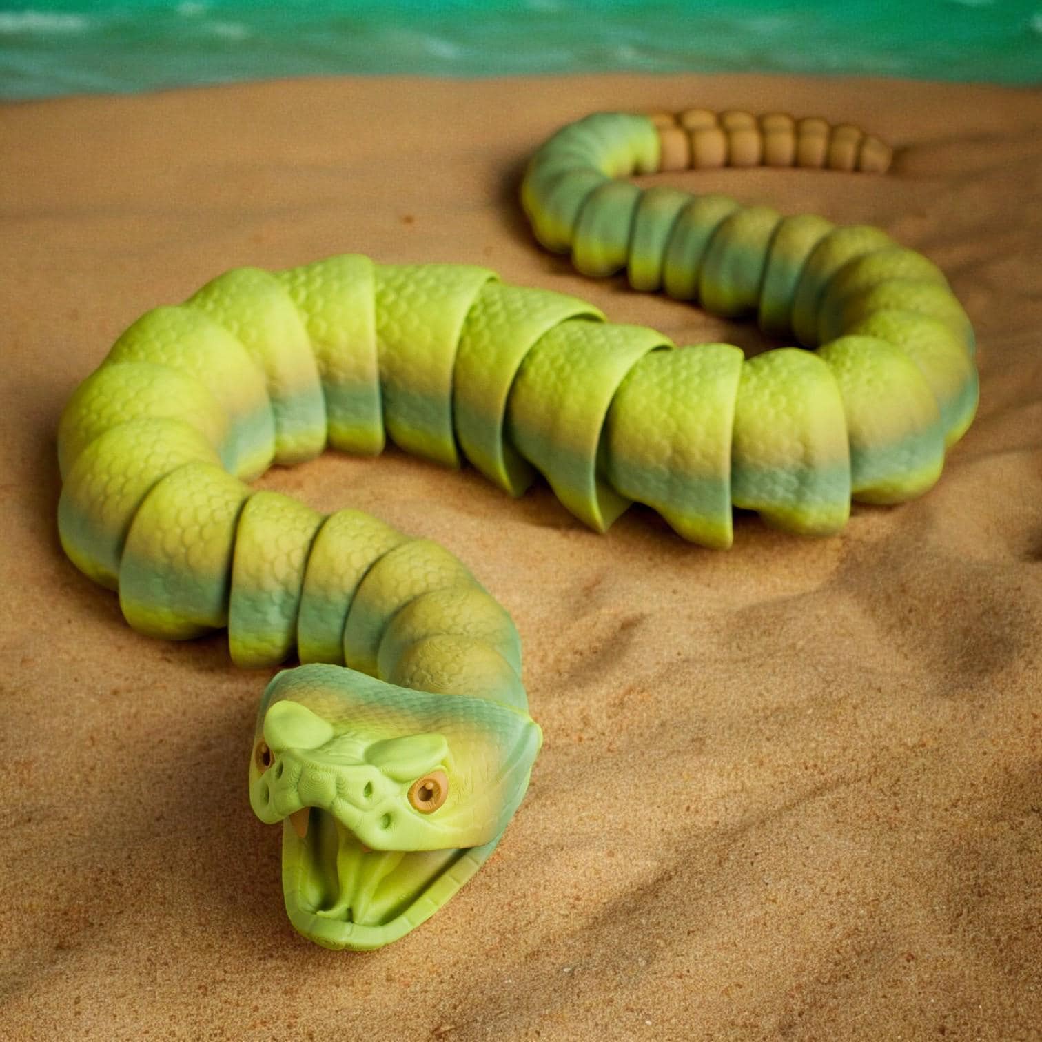 Articulated Rattlesnake – 3D Printed Articulated Fidget Toy | Poseable & Fun Collectible