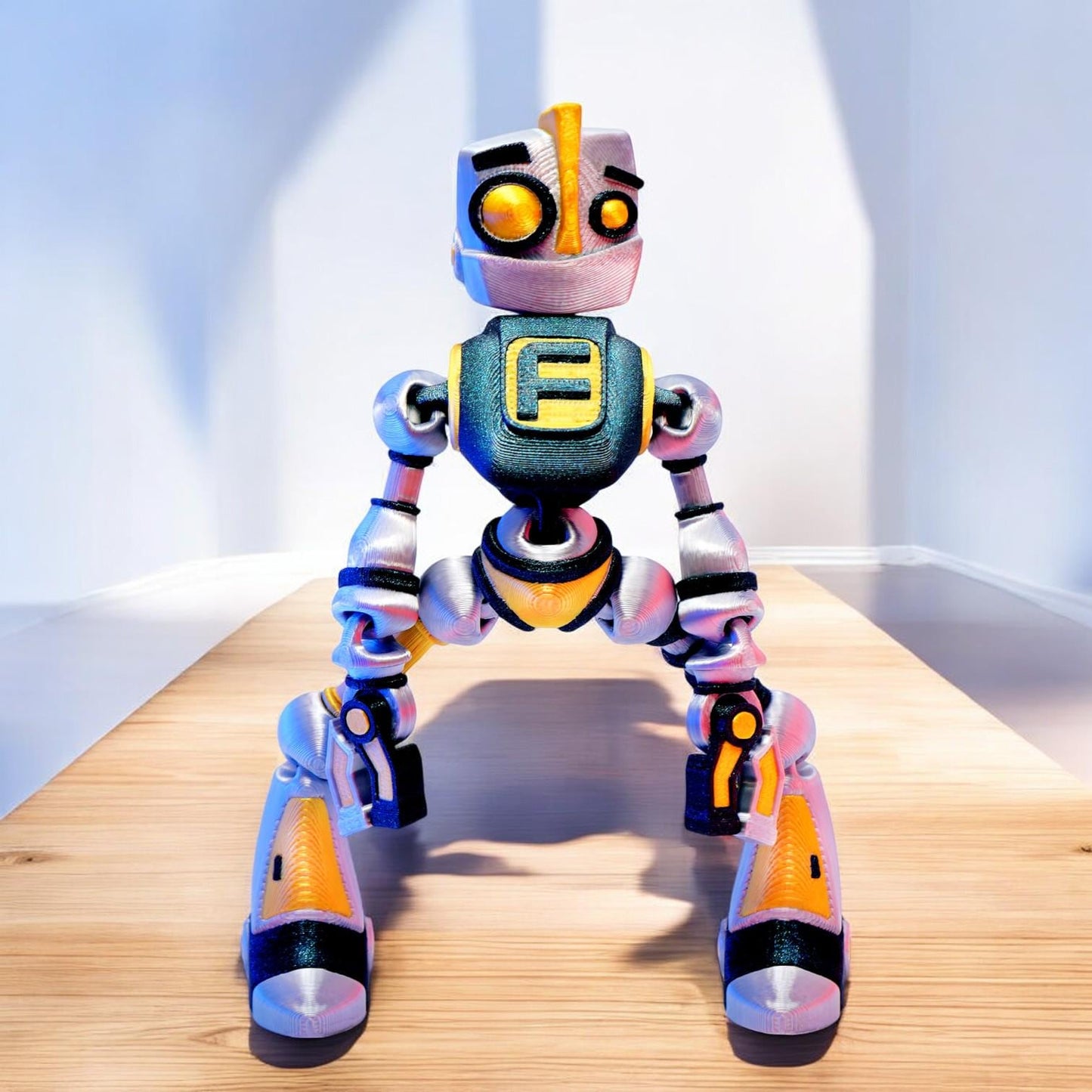 3D Printed FOKOBOT 2.0 – Articulated Robot Desk Toy | Poseable & Colorful Futuristic Collectible