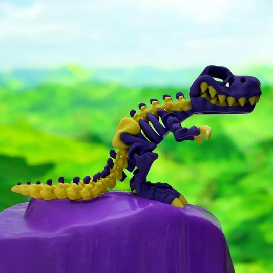 Skeleton T-Rex - 3D Printed Poseable Dinosaur with Movable Jaws | Includes an Extra Bone