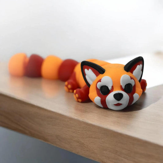 Flexi Articulated Red Panda – 3D Printed Poseable Red Panda Figurine – Cute and Quirky Desk Toy | Flexible Animal Figure