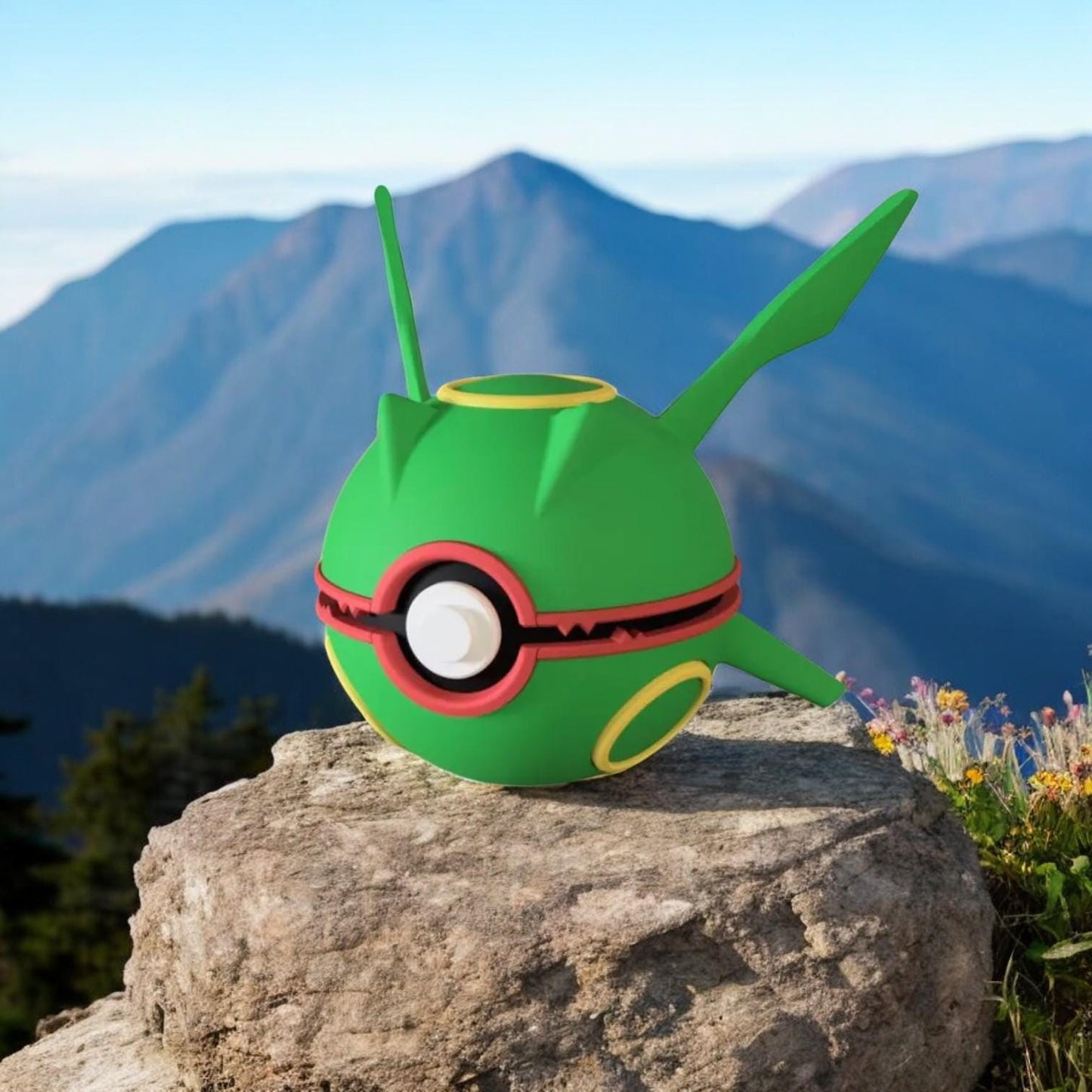 Rayquaza Themed Monster Ball – Unique Pokémon-Inspired Collectible | 3D Printed Display Pokeball