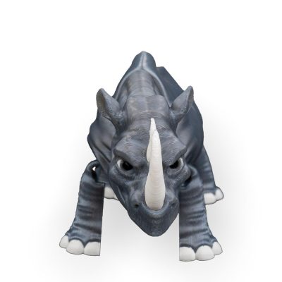 Articulated Rhinoceros Figurine – Jungle Desk Fidget for Teens & Adults – Stress Relief & Collectible – 3D Printed in Canada — 3D Printed Collectible by 3DCentral