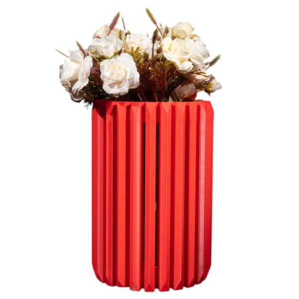 Teris Geometric Vase Red Polygonal
