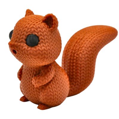 Knitted Squirrel Figurine – Cozy Faux-Yarn Woodland Animal Sculpture with Chunky Tail – 3D Printed in Canada — 3D Printed Collectible by 3DCentral