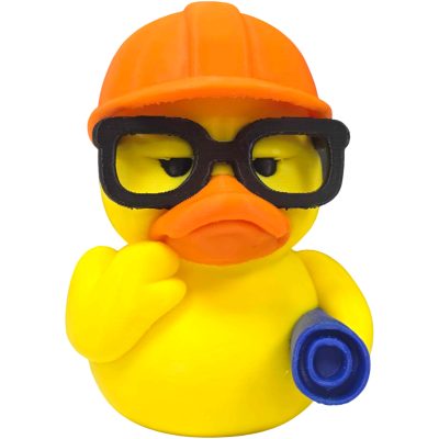 Engineer Duck Figurine – Funny Hard Hat Duck with Glasses & Blueprint for Desk, Office or STEM Gift – Quirky Collectible for Engineers & Architects – 3D Printed in Canada — 3D Printed Collectible by 3DCentral