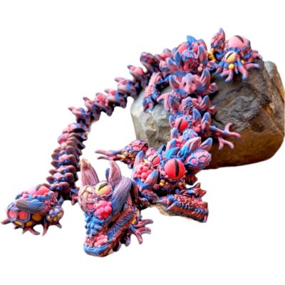 Infested Dragon Figurine – Creepy Fantasy Dragon with Parasite Details – Wingless Version – Horror Collectible Desk Buddy – for Teens & Adults – 3D Printed in Canada — 3D Printed Collectible by 3DCentral