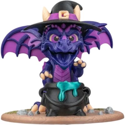 Dracoween Collection: Lord – Witch Dragon Figurine with Cauldron Base, Gothic Halloween Sorcery Collectible, Fantasy Statue for Spooky Shelf & Desk Displays – 3D Printed in Canada — 3D Printed Collectible by 3DCentral