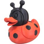 Ladybug Duck Figurine – Quirky Red & Black Duck Decor, Cute Animal Display Collectible, Whimsical Shelf Accent for Adults & Teens