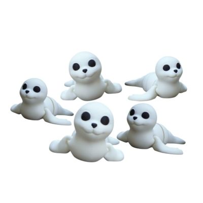Baby Seal Figurine 5-Pack – Cute Arctic Animal Collectibles with Flexible Joints – Adorable Desk Decorations or Display Models – 3D Printed in Canada — 3D Printed Collectible by 3DCentral