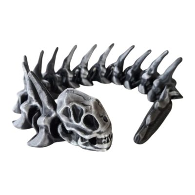 Alien Skull Snake – Articulated Fossil Creature with Spiny Back and Movable Body Segments – 3D Printed in Canada — 3D Printed Collectible by 3DCentral
