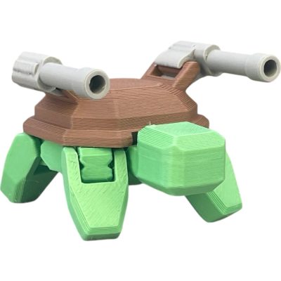 Tiny Turtle Tank Model Kit by Kitcrafters – 8 Parts with 3 Moving Joints – Miniature Battle Turtle Robot for Desks & Dioramas – 3D Printed in Canada — 3D Printed Collectible by 3DCentral