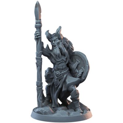Demonkin Male Miniature for Fantasy TTRPGs – 32mm Horned Warrior Model with Spear and Shield for Tabletop Roleplaying & Painting – 3D Printed in Canada — 3D Printed Collectible by 3DCentral