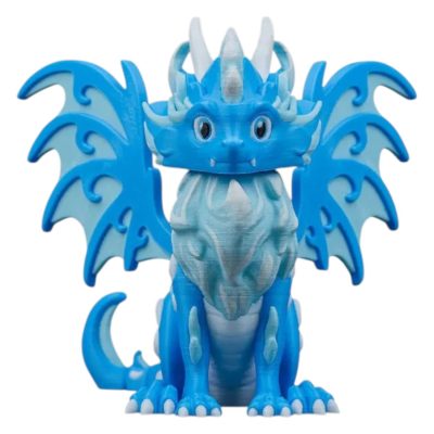 Aurelius The Ancient Dragon Figurine – Eternal Guardians – Frosted Blue Mythical Statue for Desk or Shelf – Fantasy Ice Dragon Collectible – 3D Printed in Canada — 3D Printed Collectible by 3DCentral