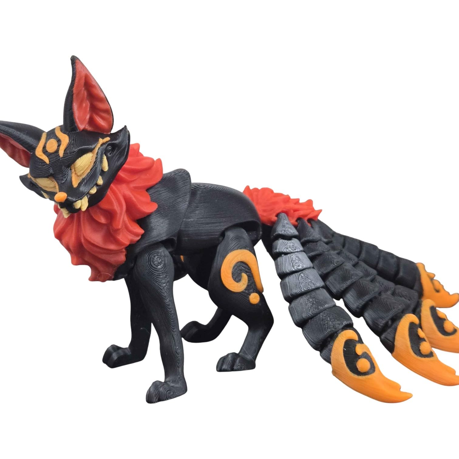 Articulated Twisty Kitsune Fox Figurine – Nine-Tailed Japanese Fox Spirit Statue – Demon Fox Collectible Mythical Desk Ornament & Home Decor – 3D Printed in Canada — 3D Printed Collectible by 3DCentral