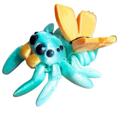 Fairy Spider Figurine 5-Pack – Articulated Mint Green Spider Fidgets with Orange Wings – Whimsical Creepy Cute Collectibles for Teens & Adults – 3D Printed in Canada — 3D Printed Collectible by 3DCentral