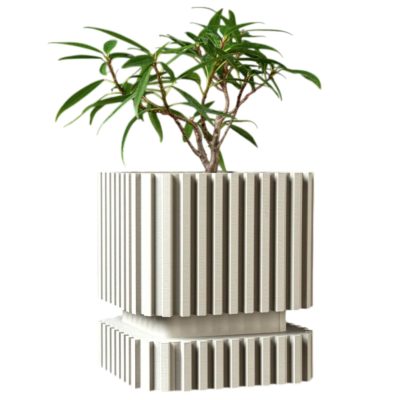 Modern Striped Planter Pot – Vertical Ribbed Design for Indoor Plants, Succulents & Contemporary Home Decor – 3D Printed in Canada — 3D Printed Collectible by 3DCentral