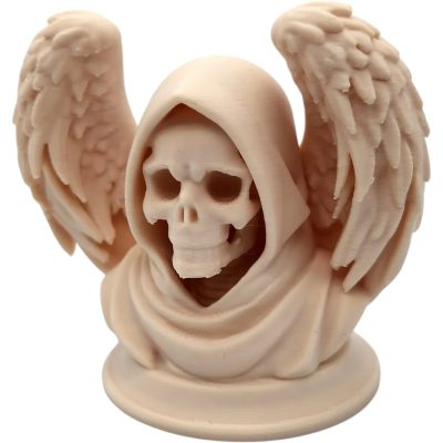 Reaper Skull Bust – Hooded Grim Skull Figurine with Angel Wings for Gothic Desk or Shelf Decor – 3D Printed in Canada — 3D Printed Collectible by 3DCentral