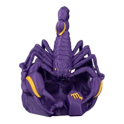 Scorpio Zodiac Figurine – Purple Scorpion Astrology Sculpture with Gold Accents for Horoscope Décor & Collectors – 3D Printed in Canada — 3D Printed Collectible by 3DCentral