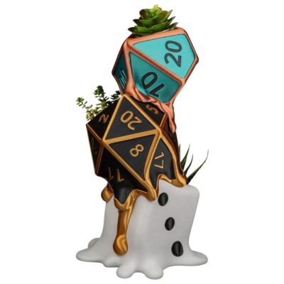 Melted Dice Set Planter – Fantasy-Inspired Dripping D20 Dice Sculpture with Succulent Pots – 3D Printed in Canada — 3D Printed Collectible by 3DCentral