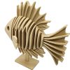Geometric Wooden Fish Sculpture with Modern Spines – Decorative Oceanic Art Piece on Pedestal – 3D Printed in Canada — 3D Printed Collectible by 3DCentral