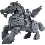 Armored Angel on Warhorse Figurine – Celestial Knight Miniature with Wings and Steed for Fantasy RPG, Dioramas, or Display