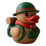 Mountaineer Duck Figurine – Cute Duck Explorer with Backpack, Helmet & Scarf – Hiking Duck Desk Toy, Gift for Collectors & Nature Lovers
