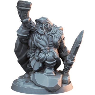 Valiant Dwarf Hornblower Warrior Miniature for Tabletop RPG, Wargaming & Display – 3D Printed in Canada — 3D Printed Collectible by 3DCentral