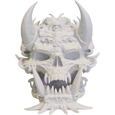 Fire Demon Skull – Fierce Horned Skull Sculpture with Fangs and Infernal Detail for Gothic Decor, Horror Displays, or Fantasy Collections – 3D Printed in Canada — 3D Printed Collectible by 3DCentral