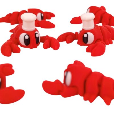 5-Pack Mini Baby Lobster Figurines – Articulated Desk Pet Ocean Crustaceans, Collectible Pocket Lobsters, Fidget Toys for Teens & Adults – 2 Inch Poseable Figures – 3D Printed in Canada — 3D Printed Collectible by 3DCentral